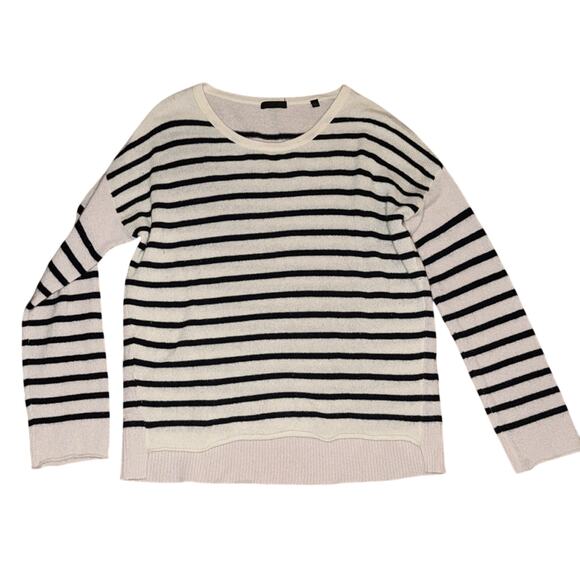 ATM Anthony Thomas Melillo Cashmere Striped Sweater White Blue Size S - Picture 6 of 6